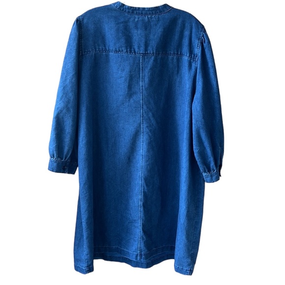 Gap Women’s XXL Essential Denim Shirt Dress Utility Pockets 3/4 Sleeve. Med Wash - Picture 7 of 8